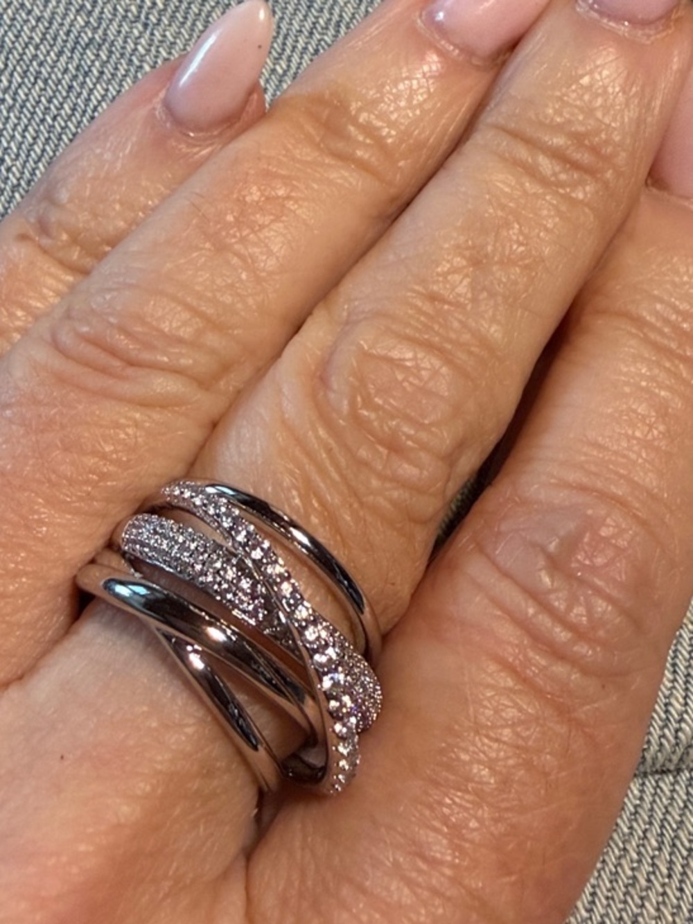Adina Eden silver tone Multi-Band Pave ring